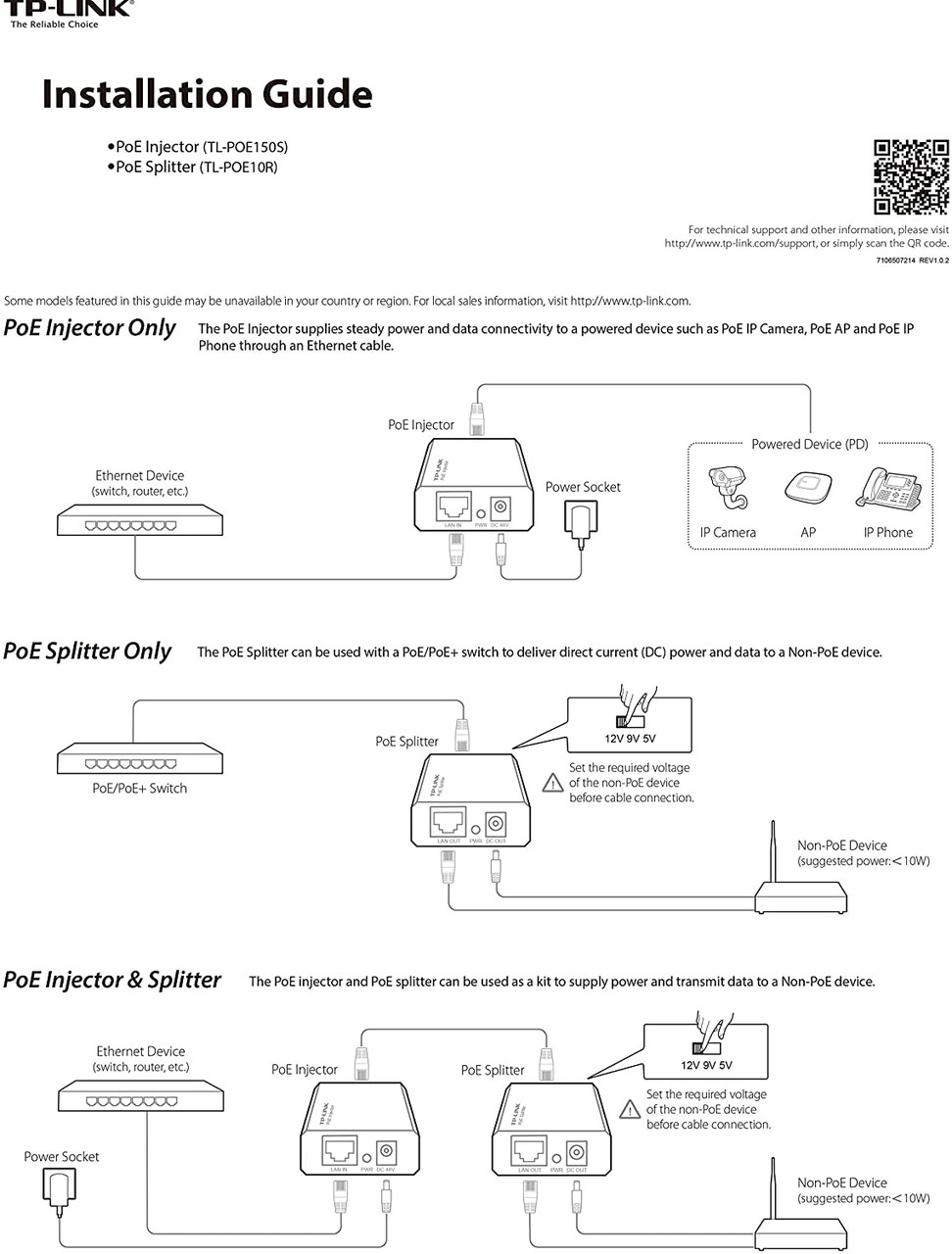 TP-LINK 802.3af Gigabit PoE Injector, Convert Non-PoE to PoE Adapter  TL-PoE150S, AYOUB COMPUTERS