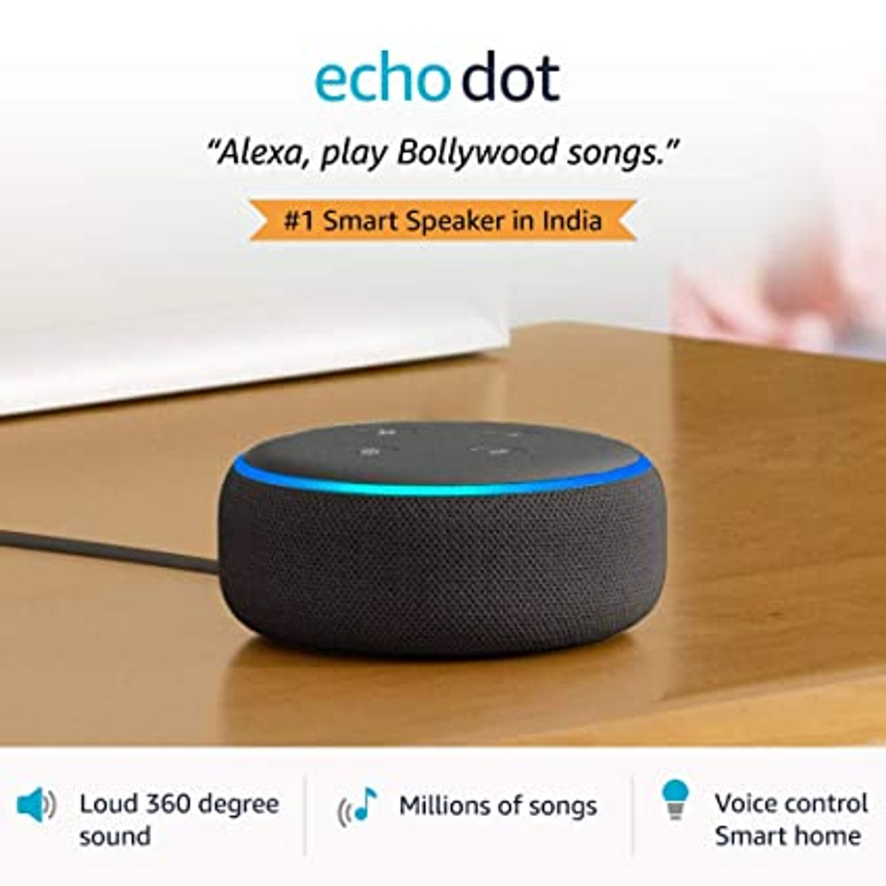 Echo Dot 3rd Generation w/ Alexa Voice Media Device - CHARCOAL BRAND  NEW! 841667166834