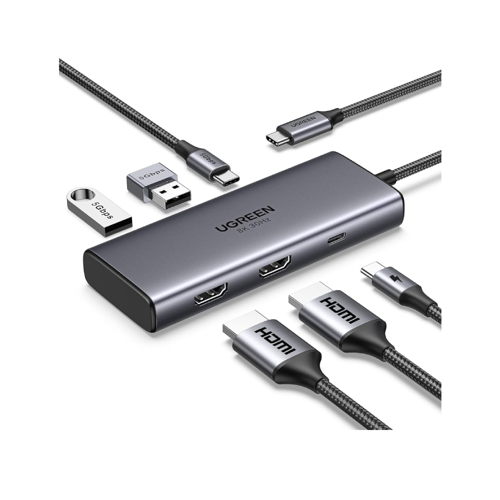UGREEN Dual Display 6-in-1 USB-C HUB Docking Station Adapter