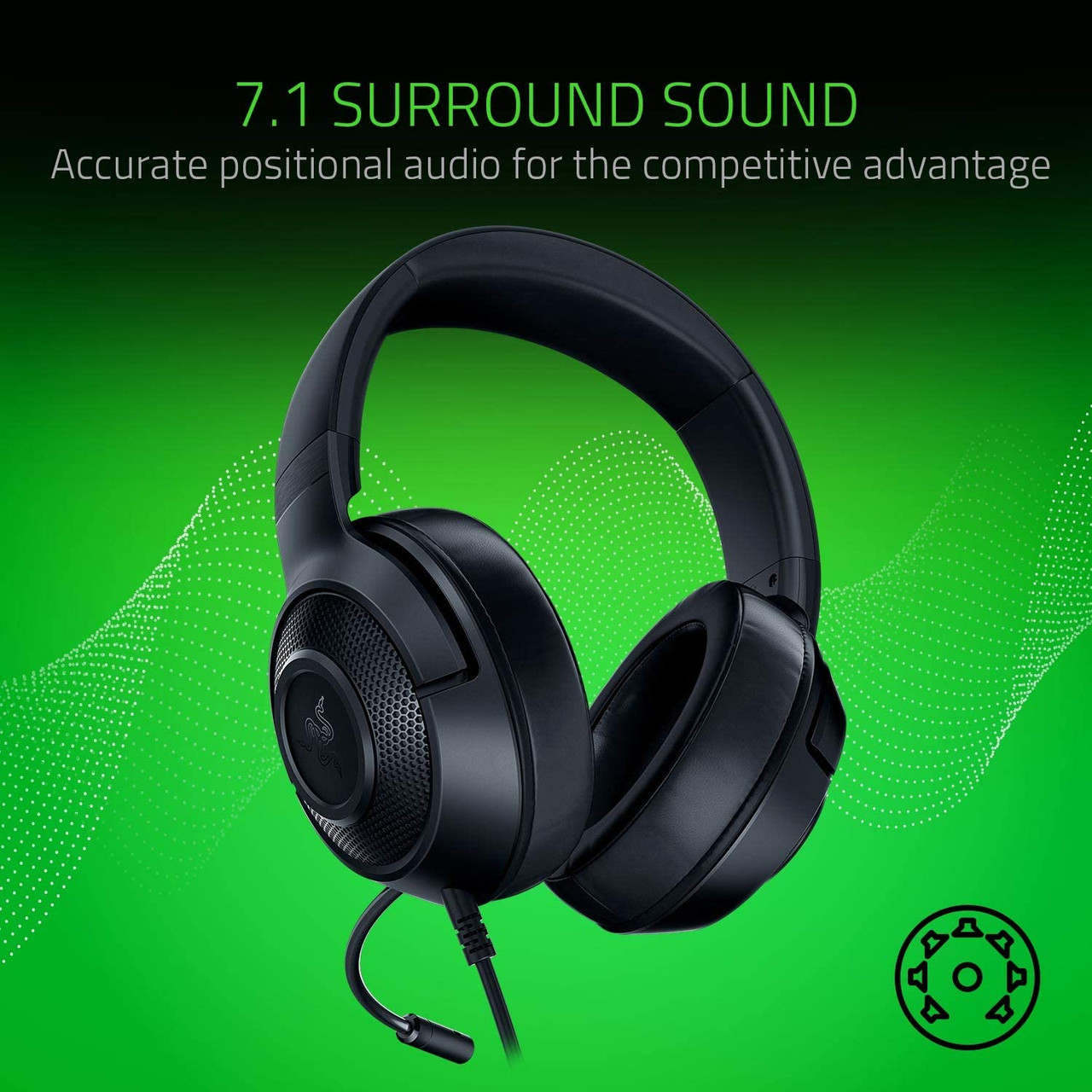 Razer Kraken X Lite Ultralight Gaming Headset: 7.1 Surround Sound