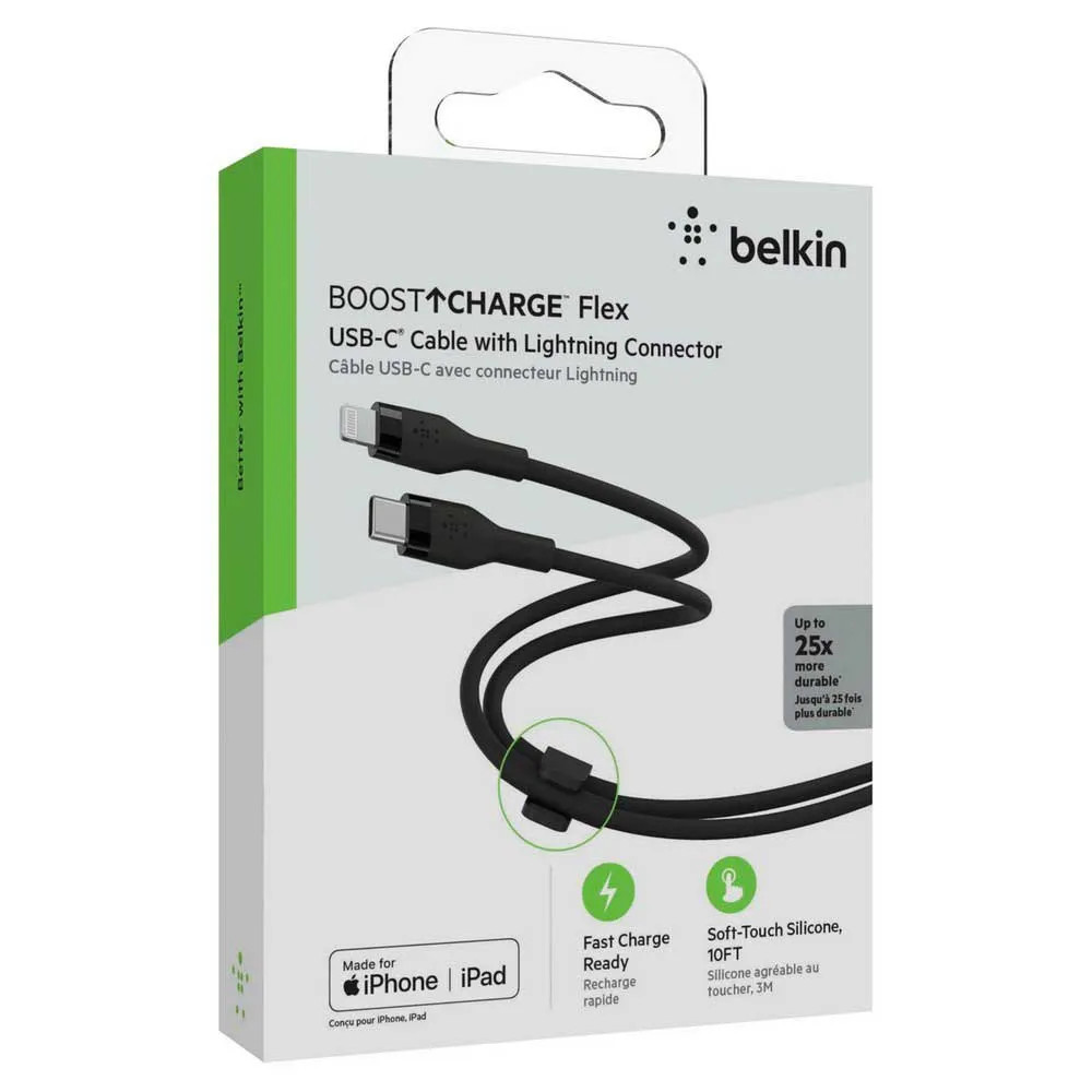 Belkin BoostCharge Flex USB-C to Lightning Silicone Cable 3m