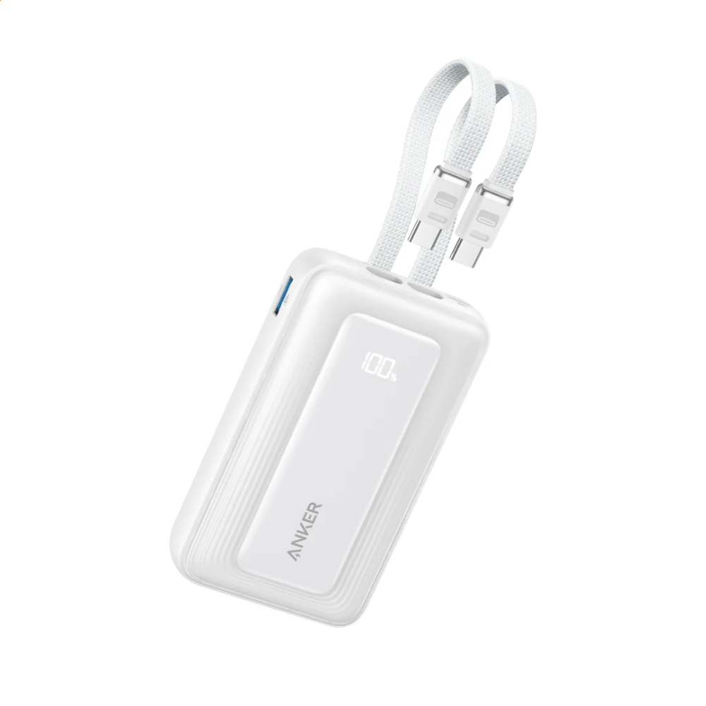 Anker zolo power bank (10k,30w,built in usb-c and lightning cable) white |  A1680 | AYOUB COMPUTERS | LEBANON