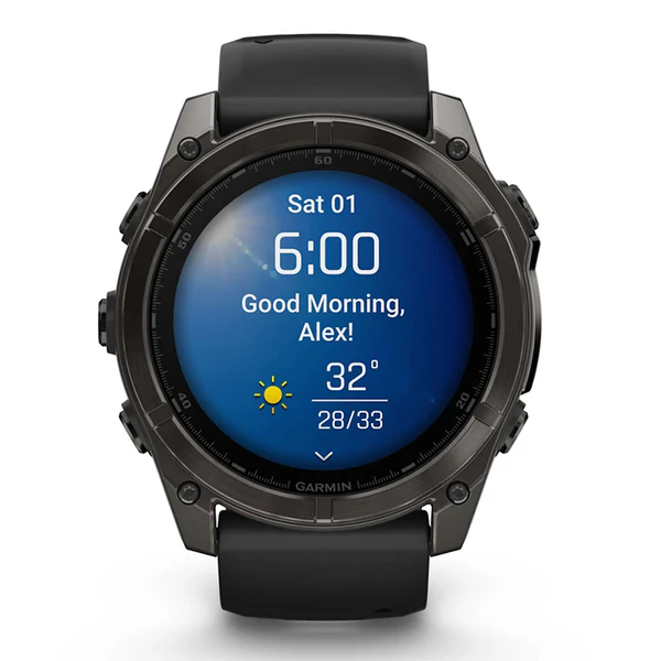 Garmin fēnix® 8 51mm AMOLED Sapphire Carbon Gray DLC Titanium with Garmin fēnix® 8 51mm AMOLED Sapphire Carbon Gray DLC Titanium with