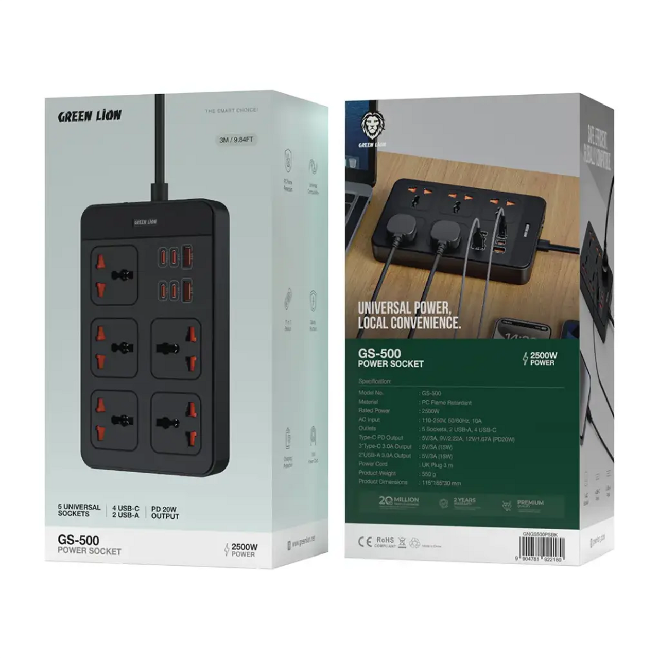 Green Lion GS 500 Power Socket PD 20W | GNGS500PSBK | AYOUB COMPUTERS ...