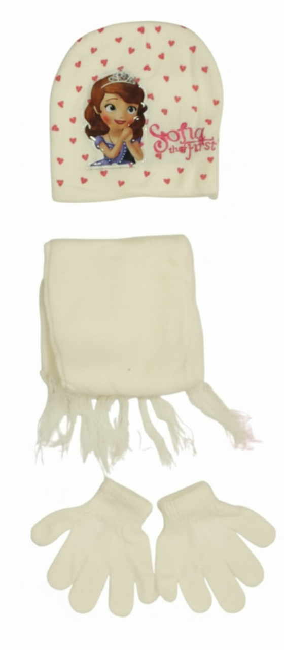 Sofia the First Kids Winter Set - Hat, Scarf & Gloves - Cream/White ...