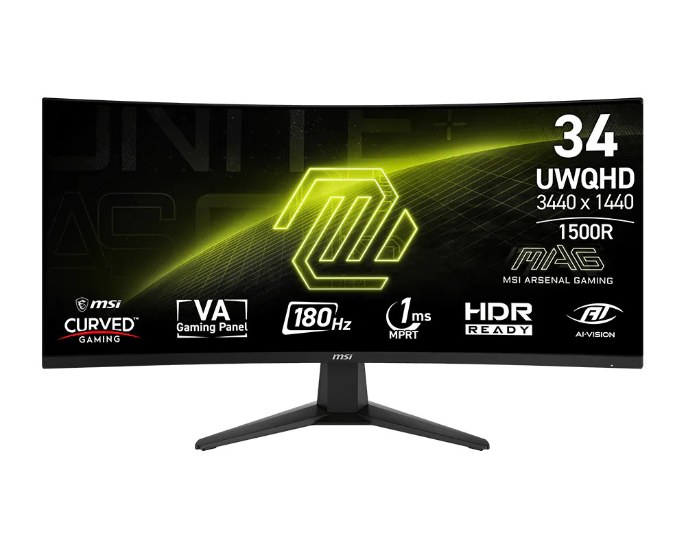 MSI MAG 34″ Ultrawide Curved UWQHD 180Hz Gaming Monitor | 346CQ