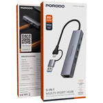 Porodo 5 IN 1 Multi Port Hub - Gray | PDIHRJ51GY
