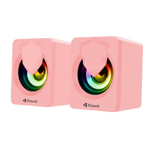 Kisonli L-1030 Wired USB Computer System Speaker Pink | L-1030