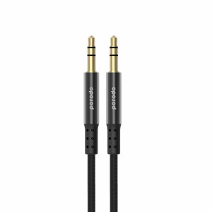 Porodo Blue Metal And PVC AUX 3.5mm Cable 1m/3.2ft ,Black | PB-AU12AUC-BK