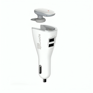 Promate Bluetooth v4.1 Headset for Music & Calls With Smart Wireless Car Charging Dock and 3.4 Dual Fast Charging | ARIA-2. WHITE