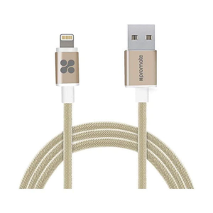 Promate Premium Apple MFI Certified Aluminum Mesh Braided Sync & Charge Cable 120cm | LINKMATE-LTM.GOLD