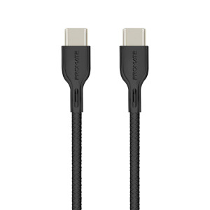 Promate 60W USB‐C to USB‐C cable with Power Delivery Support, 2Meter,Black | POWERBEAM-CC2. BLACK