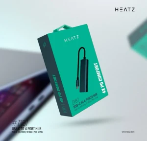HEATZ ZT67 black 4-port USB hub compact
