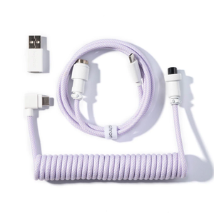Keychron Coiled Aviator Angled Cable - Type C/A-C - Light Purple | CAB-27