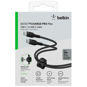 Belkin BoostCharge Pro Flex USB-C to USB-C Braided Silicone Cable 1m – Black | CAB011BT1MBK