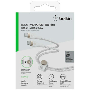 Belkin BoostCharge Pro Flex USB-C to USB-C Braided Silicone Cable 1m – White | CAB011BT1MWH