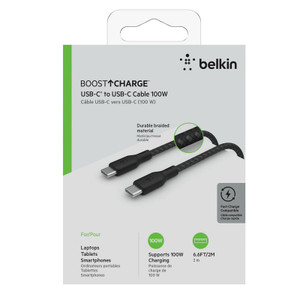 Belkin BoostCharge USB-C to USB-C Braided Cable 2m – Black | CAB014BT2MBK