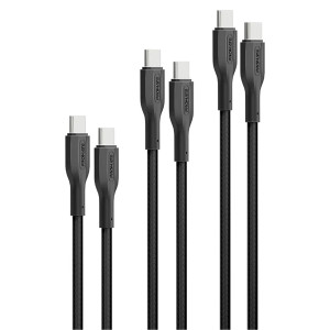 Promate USB-C Cable Kit 60W 3pcs 3-in-1 Cable Kit - Black | CABLEKIT-CC