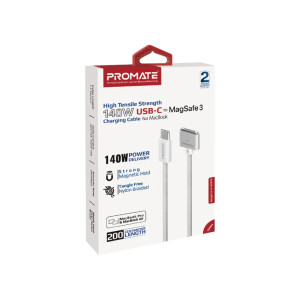 Promate Charging Cable for MacBook USB-C to MagSafe3 140W - White | MAGCORD-140PD