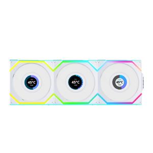 Lian Li UNI FAN SL Wireless LCD 120 White Triple Pack With Controller | G99.12SLLCD1W3W.00