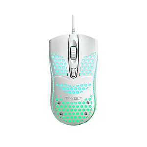 T-WOLF V15 Hollow Honeycomb RGB Gaming Mouse - White