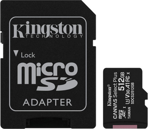 Kingston 512 GB microSDXC Canvas Select Plus (Class 10, UHS-I / U3 / V30) | SDCS3/512GB