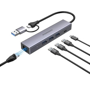 Porodo 5 IN 1 Multi Port Hub - Gray | PDIHRJ51GY