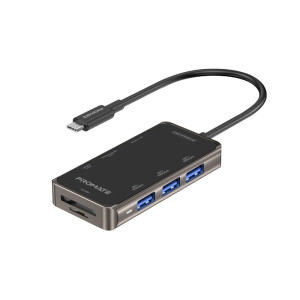 Promate 8-in-1 Ultra-Compact USB-C Hub with 100W Power Delivery | PrimeHub-Mini
