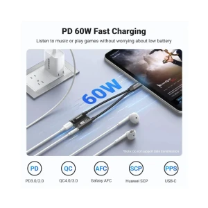 UGREEN CM721 2-in-1 USB-C to 3.5mm Headphone & USB-C Charging Adapter | 25837