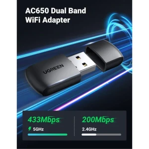 UGREEN AC650 USB WiFi Adapter Dual-Band 5GHz/2.4GHz High-Speed Wireless Dongle