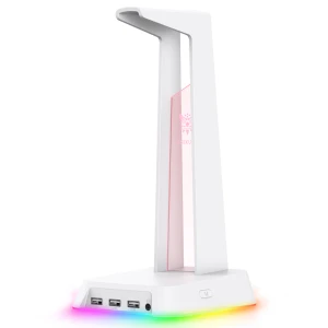 ONIKUMA ST2 RGB Gaming Headphone STAND with 3 USB and 3.5mm AUX Ports - White