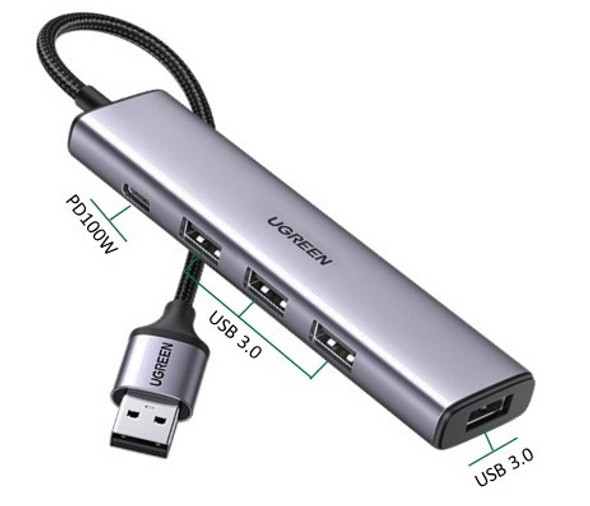 UGreen HUB USB3.0 TO 4 ports USB 3.0 With PD Type-C port 15CM | 20805
