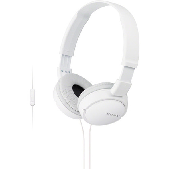 Sony ZX Series Wired On-Ear Headphones with Mic, White | MDRZX110AP/W