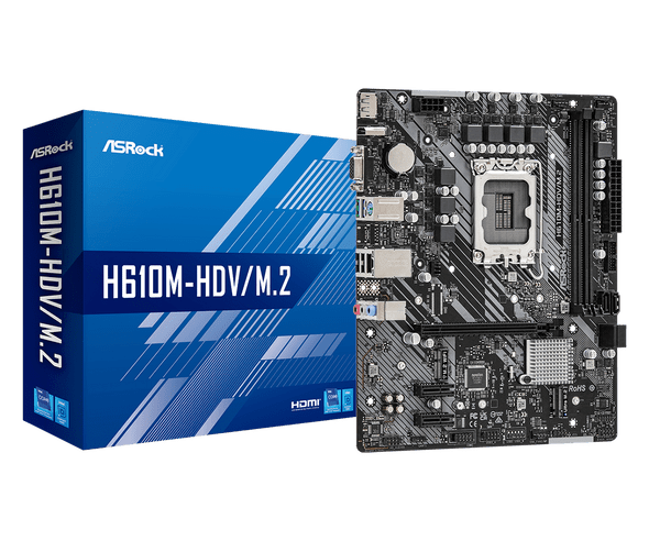 ASRock H610M-HDV/M.2 MicroATX Motherboard DDR4 LGA1700 | H610M-HDV/M.2