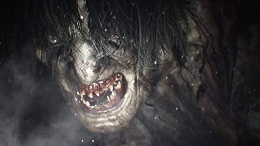 Resident Evil Village PS5 game disc cover Ethan Winters Village snow Capcom survival horror first person