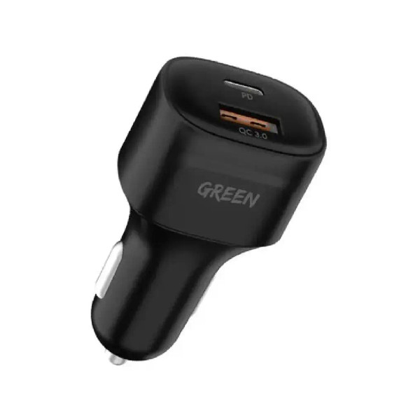 Green Compact car charger Dual Port USB charger ,Black | GNCQC3PDBK