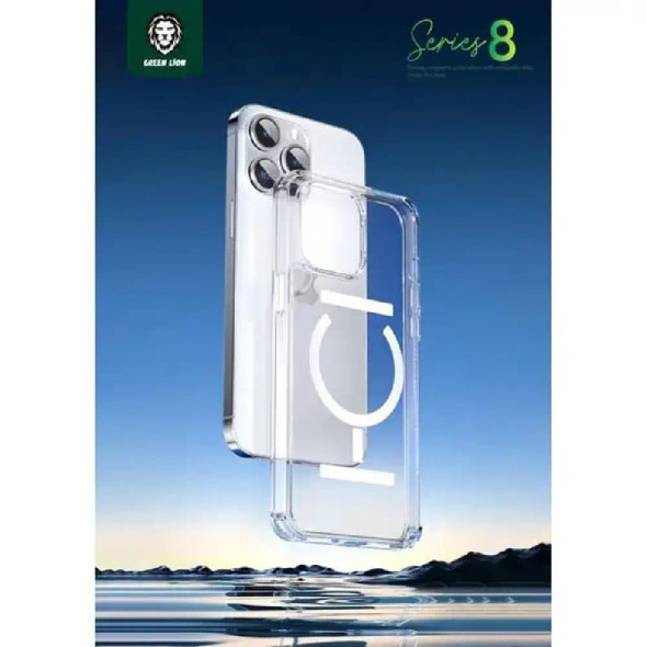 GreenLion Series 8 Transparent Case with Strong Magnetic Adsorption Strip ,iPhone 14 , Clear | GNS8TP14CL