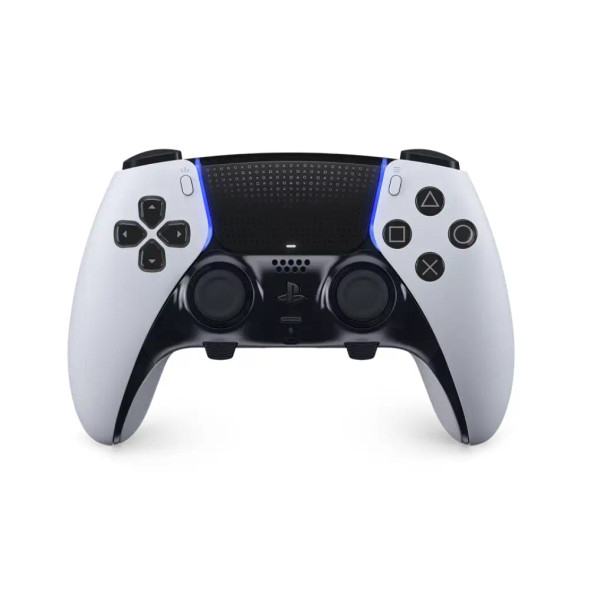 Sony PS5 DualSense Edge wireless controller white with back paddles carrying case front view