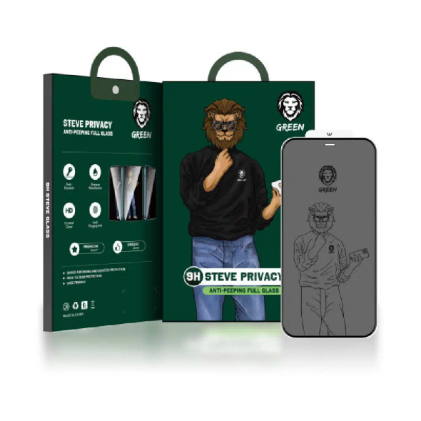 GreenLion Steve Privacy Anti-peeping Full Glass ,iPhone 14 / 13 Pro / 13 | GN9HSPY14