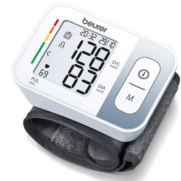  Beurer BC54 Wrist Blood Pressure Monitor with Bluetooth,  Irregular Heartbeat Detector, Risk Indicator, Accurate Large Display, and  Travel Case, Wrist Cuff up to 120 Memory Sets : Health & Household