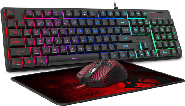 Redragon Wired Gaming Keyboard, Mouse, Mouse Pad Combo Set | S107