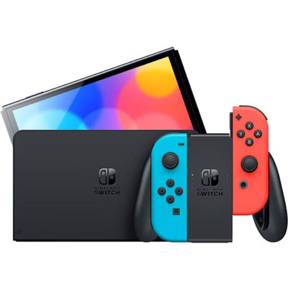 Nintendo Switch - OLED model with Neon Red and Neon Blue Joy-Con 