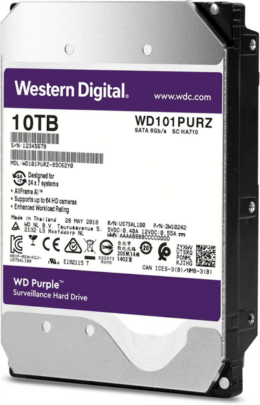 WD Purple 10TB 3.5" SATA Surveillance Internal HDD | WD100PURX