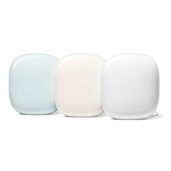 Google Nest WiFi Pro - 6E - Reliable Home Wi-Fi System with Fast Speed and Whole Home Coverage - Mesh Wi-Fi Router - 3 Pack - Snow, Linen, Fog | G6ZUC