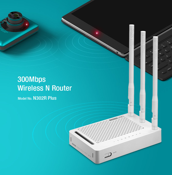 TOTOLINK N302R Plus 300Mbps 3 Antenna Wireless WiFi Router