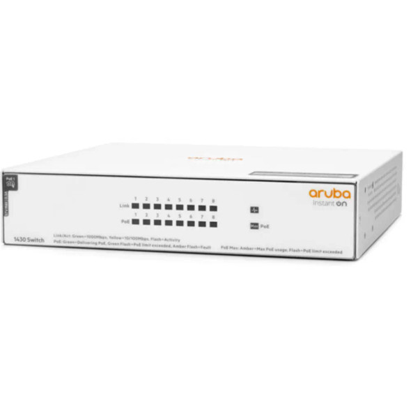 Aruba Instant On 1430 8-Port PoE Unmanaged Switch | R8R46A