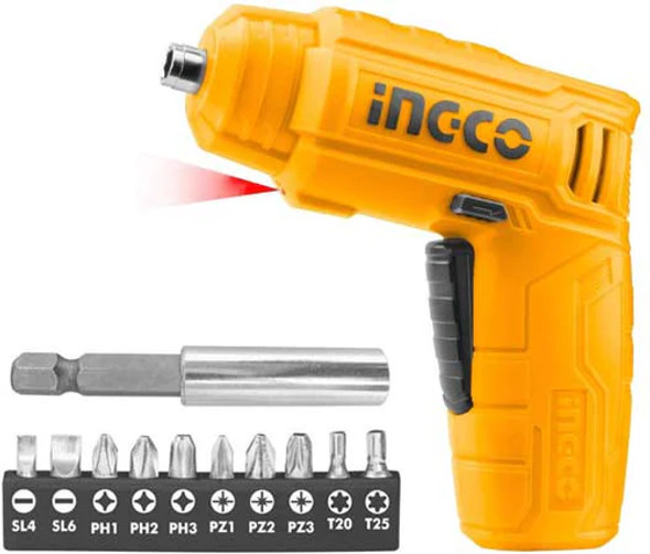 INGCO Screwdriver on Battery Holder + bits Pcs 11 V 4 | CSDLI0402