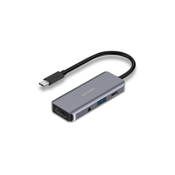 Porodo 4in1 HDMI 4K USB-C Hub, Gray | PD-41CHB-GY Porodo 4in1 HDMI 4K USB-C Hub, Gray | PD-41CHB-GY
