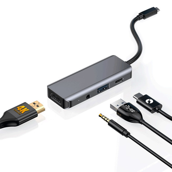 Porodo 4in1 HDMI 4K USB-C Hub, Gray | PD-41CHB-GY Porodo 4in1 HDMI 4K USB-C Hub, Gray | PD-41CHB-GY