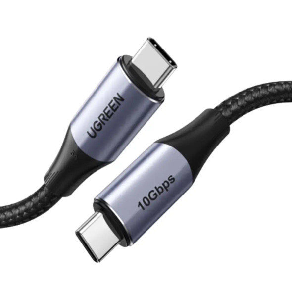 UGREEN 80150 US355 black nylon braided USB-C to USB-C Gen2 cable aluminum connectors 1 meter